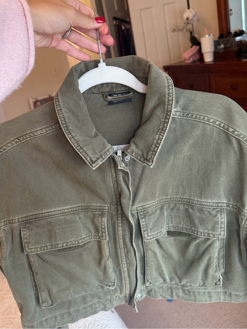 Urban Outfitters Olive Utility Crop Jacket